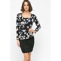 petal print peplum dress