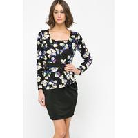 petal print peplum dress