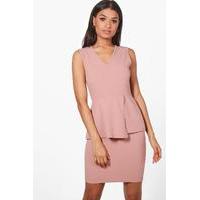 Peplum Tailored Dress - mocha