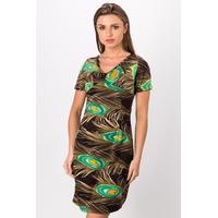 peacock print dress