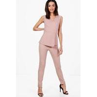 peplum tailored jumpsuit mocha