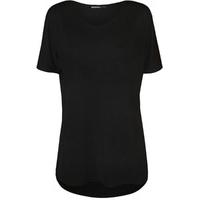 peyton plain dip hem short sleeve top black