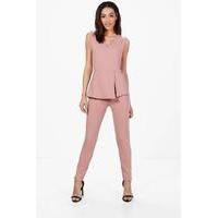 Peplum Tailored Jumpsuit - rose