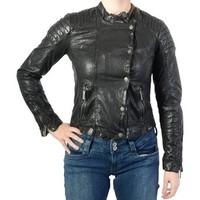 Pepe jeans Blouson Cuir Rocky PL401068 Black 999 women\'s Leather jacket in black