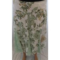 Per Una Size 14 White and Green Floral Print Skirt
