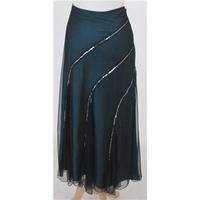 Per Una, size 14 green & black net skirt with sequins