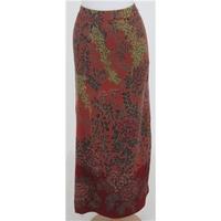 peruvian connection size s orange brown floral knitted skirt