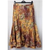per una size 10 orange floral print long skirt