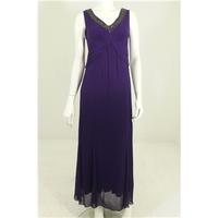 Per Una Size 8 Purple Dress with and embellished diamante v-neckline and detailed peplum under the bust line