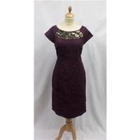 Per Una Size 10 Plum Knee Length Cotton Dress. Per Una - Size: 10 - Purple - Knee length dress