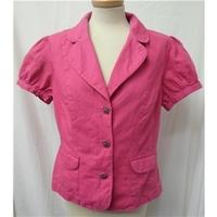 Per Una - Size: 12 - Pink - Smart linen short-sleeved jacket