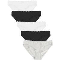 Perry (5 Pack) Cotton Lace Briefs In Optic White / Black / Grey Marl - Amara Reya