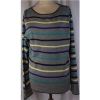 Per Una Size 14 Blue And Greet Striped Knitted Top