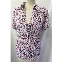 per se size 16 white with pink floral pattern blouse