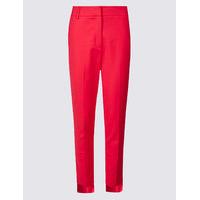 Per Una Cotton Blend Step Hem Slim Leg Trousers