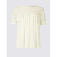 Per Una Embroidered Floral Lace Half Sleeve T-Shirt