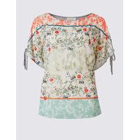 per una floral foil print split sleeve t shirt