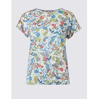 Per Una Floral Print Piping Detail T-Shirt