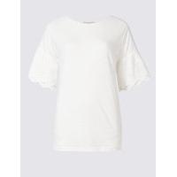 Per Una Pure Cotton Broderie Sleeve T-Shirt