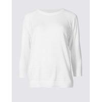 per una pure cotton ribbed round neck jumper