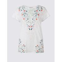 Per Una Cotton Blend Floral Print T-Shirt