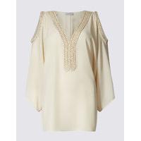 Per Una Cold Shoulder V-Neck Blouse