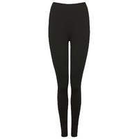 Petite Ladies Classic Plain Black Elasticated Waist Full Length Stretch Casual Legging - Black