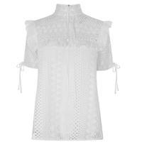 PERSEVERANCE LONDON Guipure Lace Short Sleeve Blouse