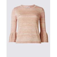 Per Una Striped Round Neck Flared Sleeve Jumper