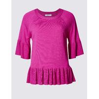 Per Una Frill Sleeve Round Neck Jumper