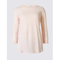 Per Una Pure Cotton Round Neck 3/4 Sleeve Jumper