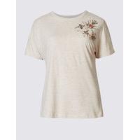 Per Una Cotton Rich Beaded Dragonfly T-Shirt