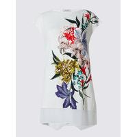 Per Una Floral Print Embellished Cap Sleeve Tunic