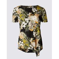 per una floral print tie front shell top