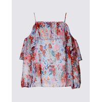 Per Una Floral Print Cold Shoulder Bardot Top