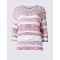 Per Una Cotton Blend Striped Round Neck Jumper