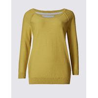 Per Una Pure Cotton Ribbed Neckline Jumper