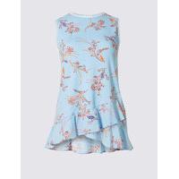 Per Una Paisley Print Round Neck Peplum Vest Top