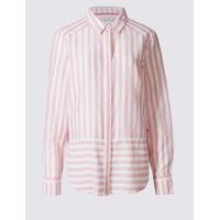 Per Una Linen Rich Contrasting Striped Hem Shirt