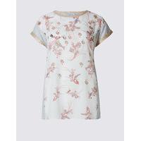 Per Una Metallic Trim Floral Print T-Shirt