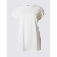 Per Una Cotton Rich Floral Burnout T-Shirt