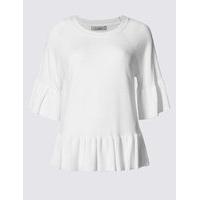 Per Una Frill Sleeve Round Neck Jumper