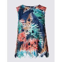 Per Una Blurred Leaf Print Sleeveless Shell Top