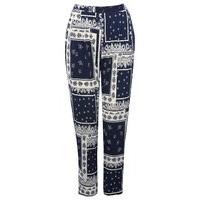 Petite ladies tile mosaic print crepe summer trousers - Navy