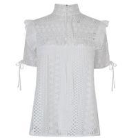 PERSEVERANCE LONDON Guipure Lace Short Sleeve Blouse