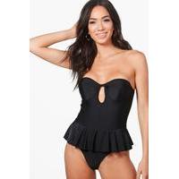 Peplum Underwired Swimsuit - black