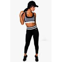 Performance Contrast Band Running Leggings - white