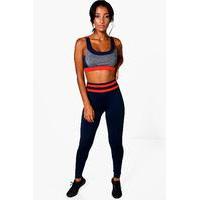 performance contrast panel running leggings navy