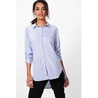 pearl collar stripe shirt white