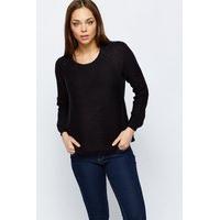 Perforated Shoulder Dip Hem Jumper